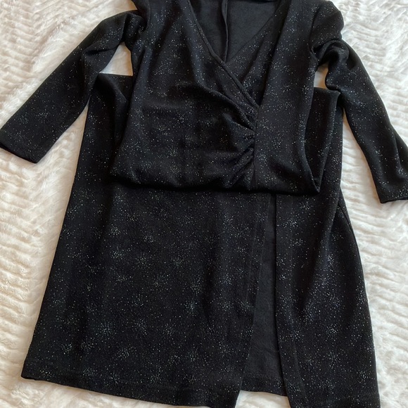 Vintage Sparkling Evening Black Gown Stretch Material Sz 6 - Picture 4 of 7